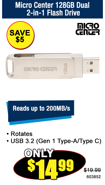 Micro Center 128GB Dual  2-in-1 Flash Drive