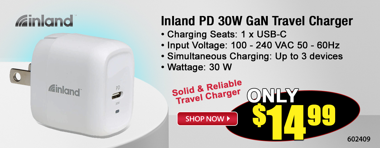 Inland PD 30W GaN Travel Charger