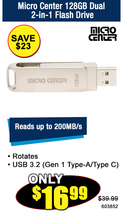 Micro Center 128GB Dual  2-in-1 Flash Drive
