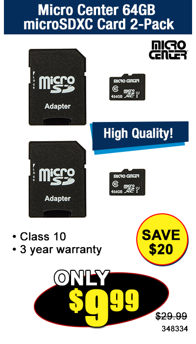 Micro Center 64GB microSDXC Card 2-Pack