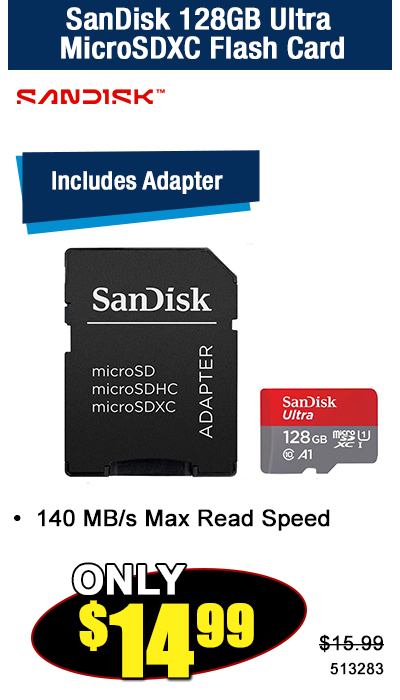 SanDisk 128GB Ultra MicroSDXC Flash Card