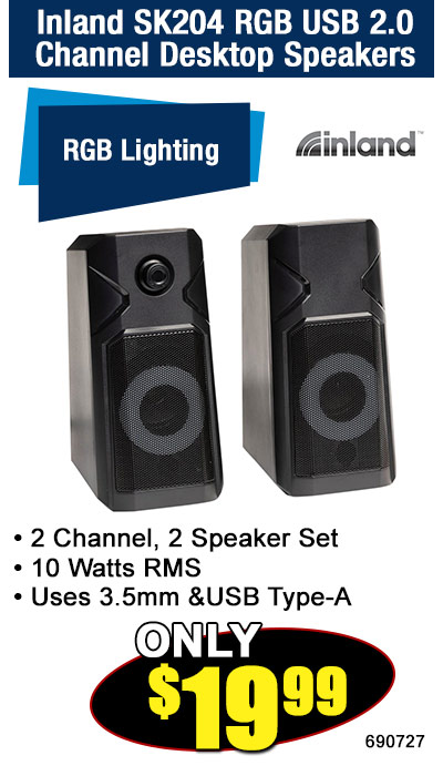 Inland SK204 RGB USB 2.0 Channel Desktop Speakers