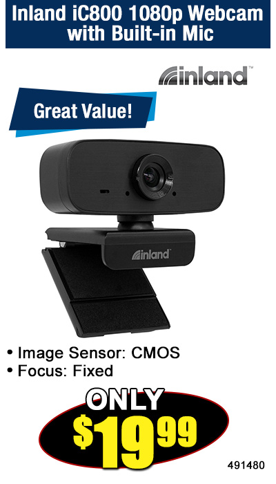 Inland iC800 1080p Webcam with Built-in Mic
