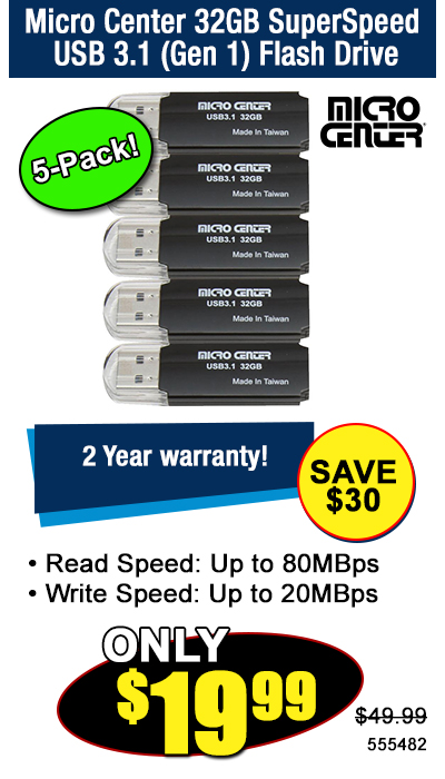 Micro Center 32GB SuperSpeed USB 3.1 Gen 1 Flash Drive