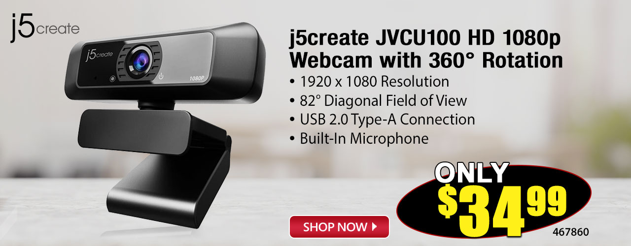 j5create JVCU100 HD 1080p webcam with 360 degree Rotation - Shop Now