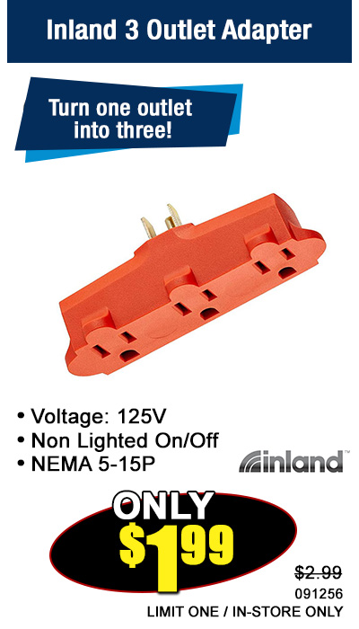 Inland 3 Outlet Adapter