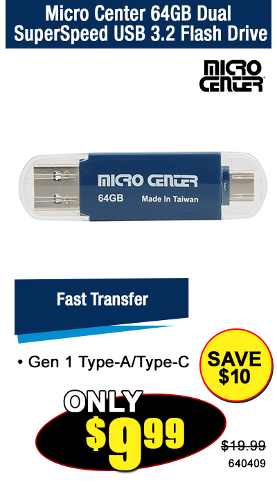 Micro Center 64GB Dual SuperSpeed USB 3.2 Flash Drive