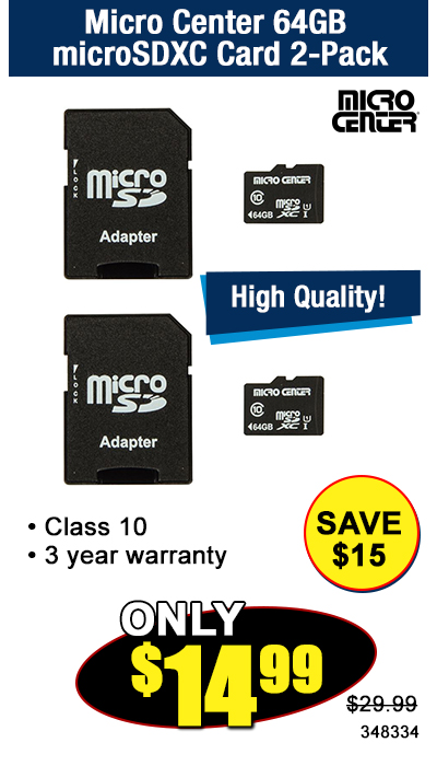 Micro Center 64GB microSDXC Card 2-Pack