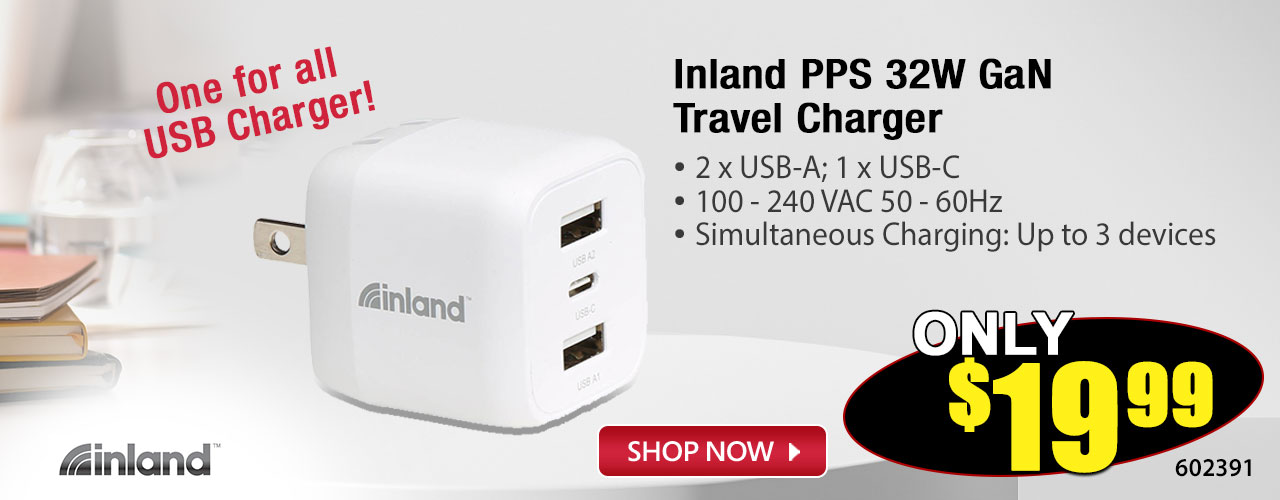 Inland PPS 32W GaN Travel Charger - Shop Now