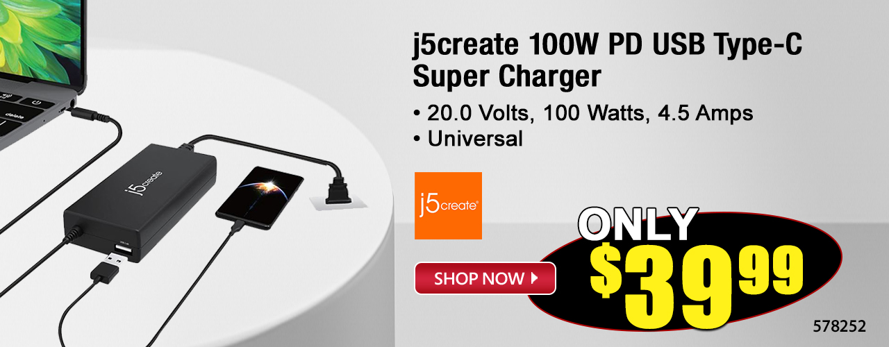 j5create 100W PD USB Type-C Super Charger - Shop Now