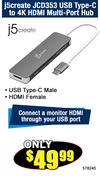 j5create JCD353 USB Type-C to 4K HDMI Multi-Port Hub
