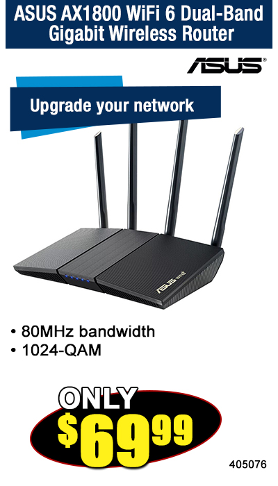 ASUS AX1800 WiFi 6 Dual-Band Gigabit Wireless Router