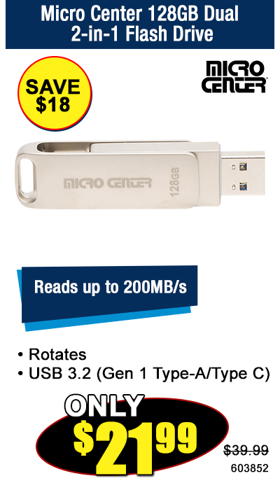 Micro Center 128GB Dual  2-in-1 Flash Drive