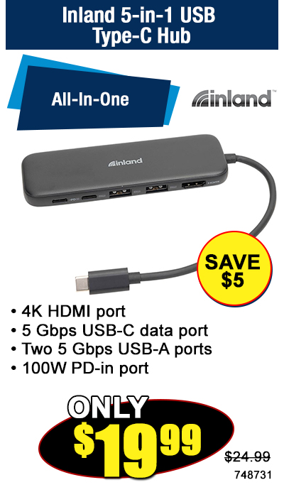 Inland 5-in-1 USB Type-C Hub
