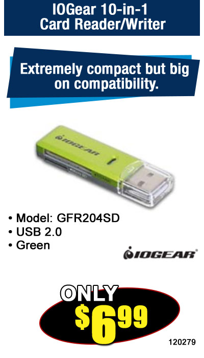 IOGear GFR204SD 10-in-1 USB2.0 Card Reader/Writer