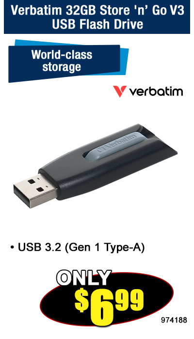 Verbatim 32GB Store 'n’ Go V3 USB Type-A 3.2 Gen 1 Flash Drive