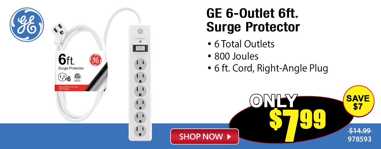 GE 6-Outlet 6ft. Surge Protector - Shop Now