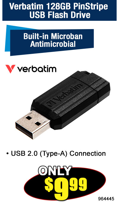 Verbatim 128GB PinStripe USB Flash Drive