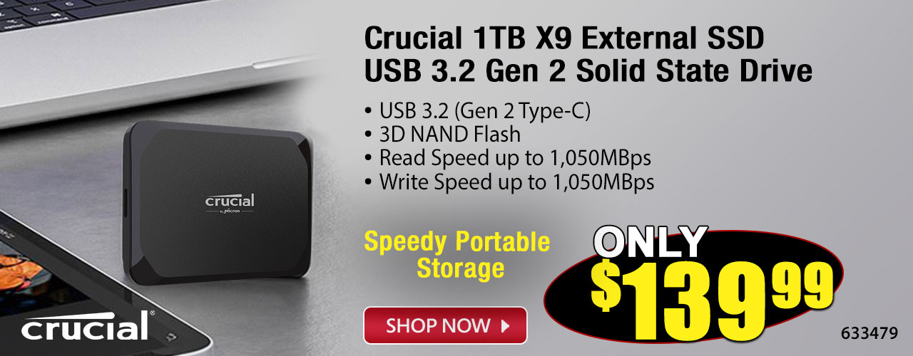 Crucial 1TB X9 External SSD USB 3.2 Gen 2 Solid State Drive - Shop Now