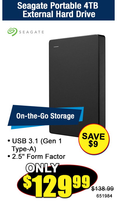 Seagate Portable 4TB External Hard Drive