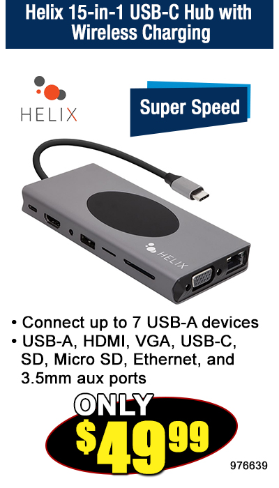Helix 15-in-1 USB-C Hub with Wireless Charging