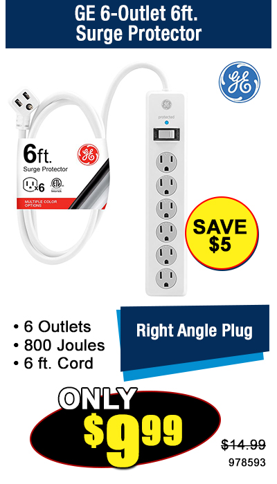 GE 6-Outlet 6ft. Surge Protector