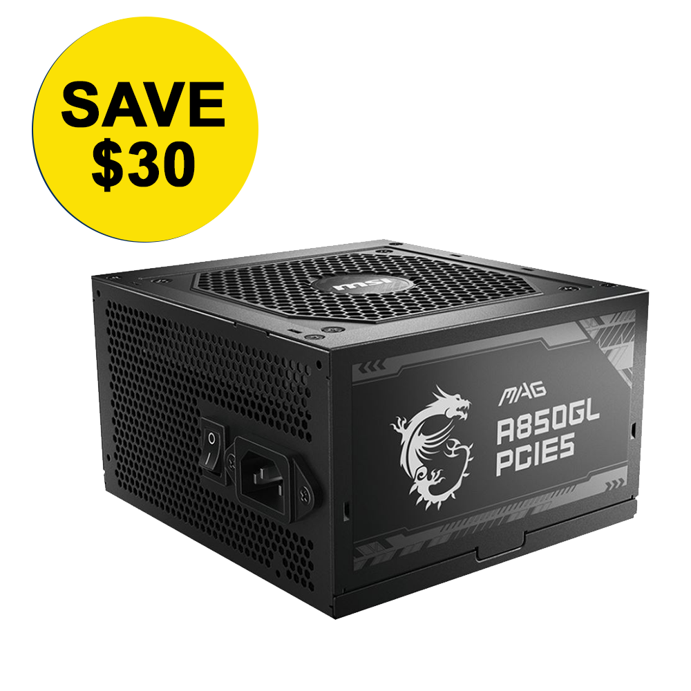 MSI MAG A850GL PCIE5 850 Watt 80 Plus Gold ATX Fully Modular Power Supply