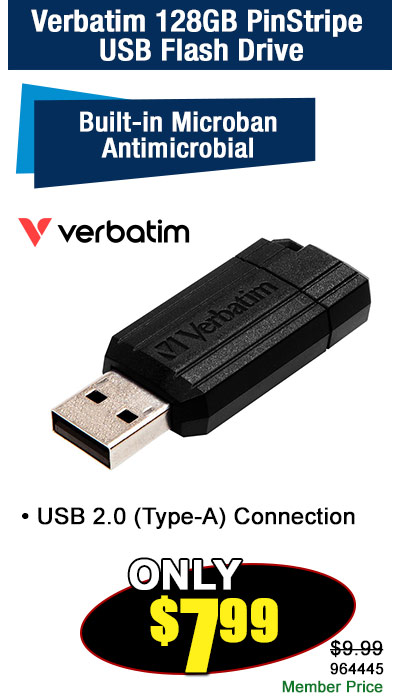 Verbatim 128GB PinStripe USB Flash Drive