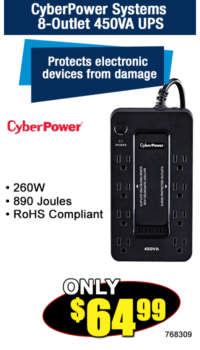 CyberPower Systems 8-Outlet 450VA UPS