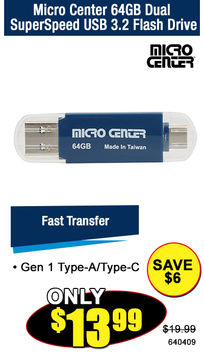 Micro Center 64GB Dual SuperSpeed USB 3.2 Flash Drive
