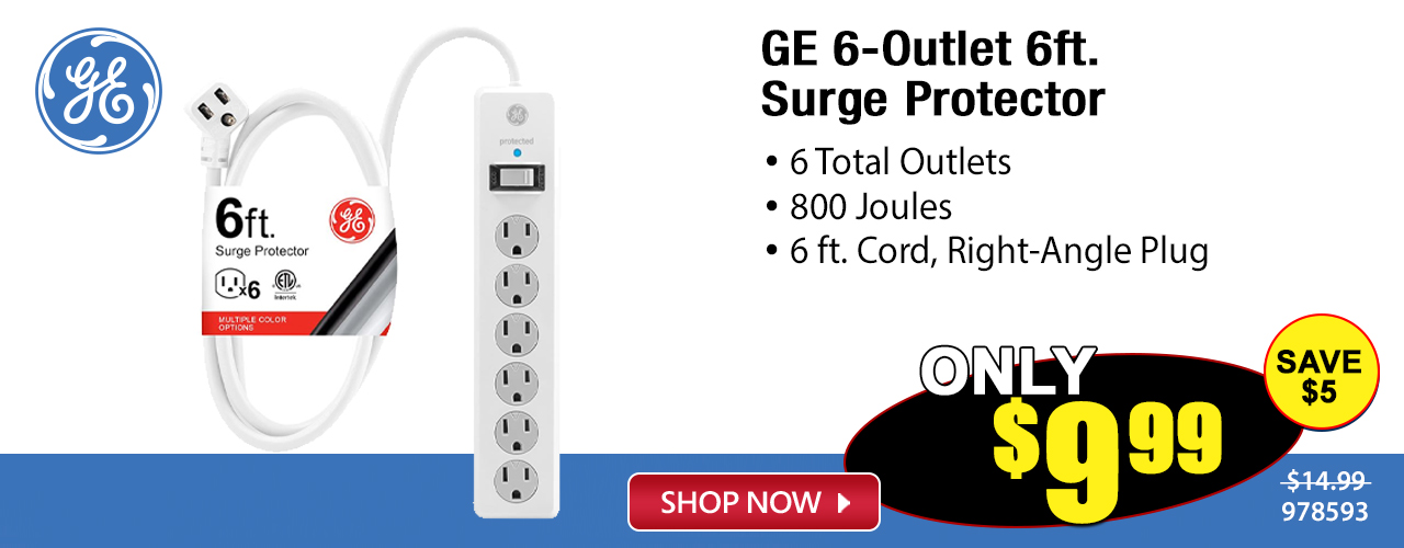 GE 6-Outlet 6ft. Surge Protector - Shop Now