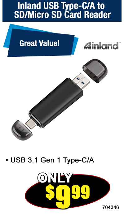 Inland USB Type-C/A to SD/Micro SD Card Reader