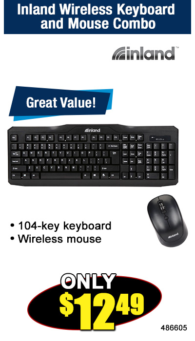 Inland Wireless Keyboard and Mouse Combo