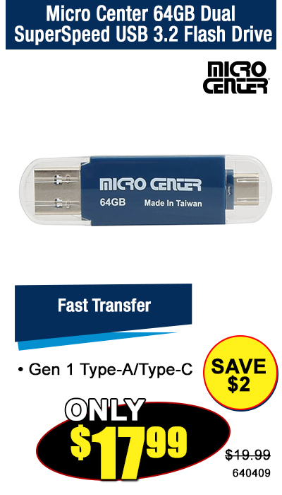 Micro Center 64GB Dual SuperSpeed USB 3.2 Flash Drive