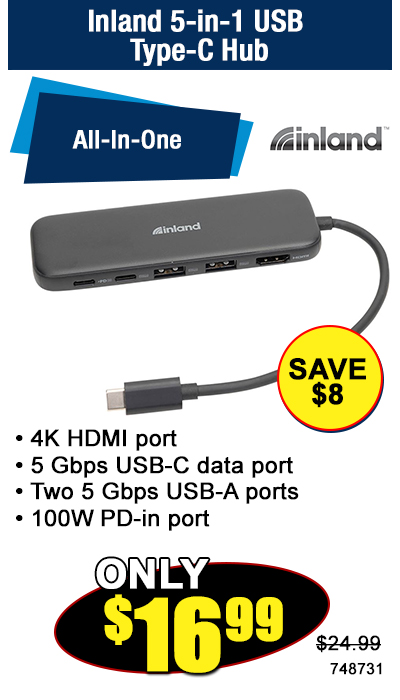 Inland 5-in-1 USB Type-C Hub