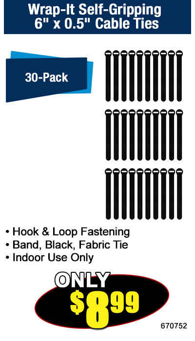 Wrap-It Self-Gripping 6" x 0.5" Cable Ties