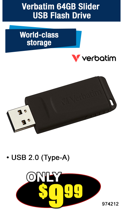 Verbatim 64GB Slider USB Flash Drive