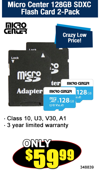 Micro Center 128GB SDXC Flash Card 2-Pack