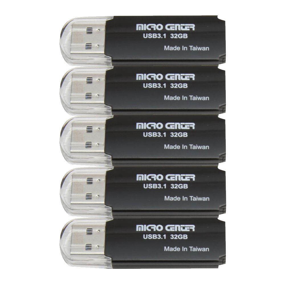 Micro Center 32GB SuperSpeed USB 3.1 (Gen 1) Flash Drive - Black(5 Pack)