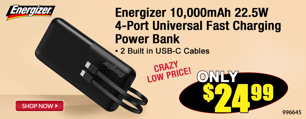 Energizer 10,000mAh 22.5W 4-Port Universal Fast Charging Power Bank