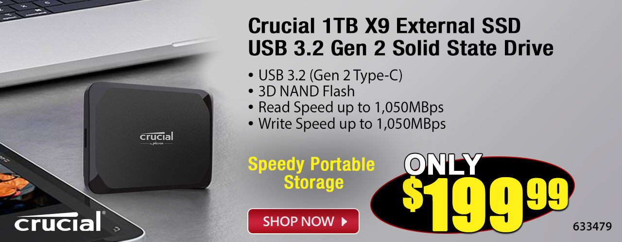 Crucial 1TB X9 External SSD USB 3.2 Gen 2 Solid State Drive - Shop Now