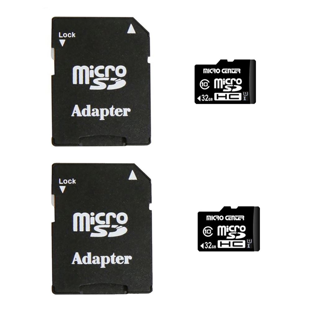 Micro Center 32GB MicroSDHC Card Class 10 Flash Memory Card with Adapter - 2 Pack