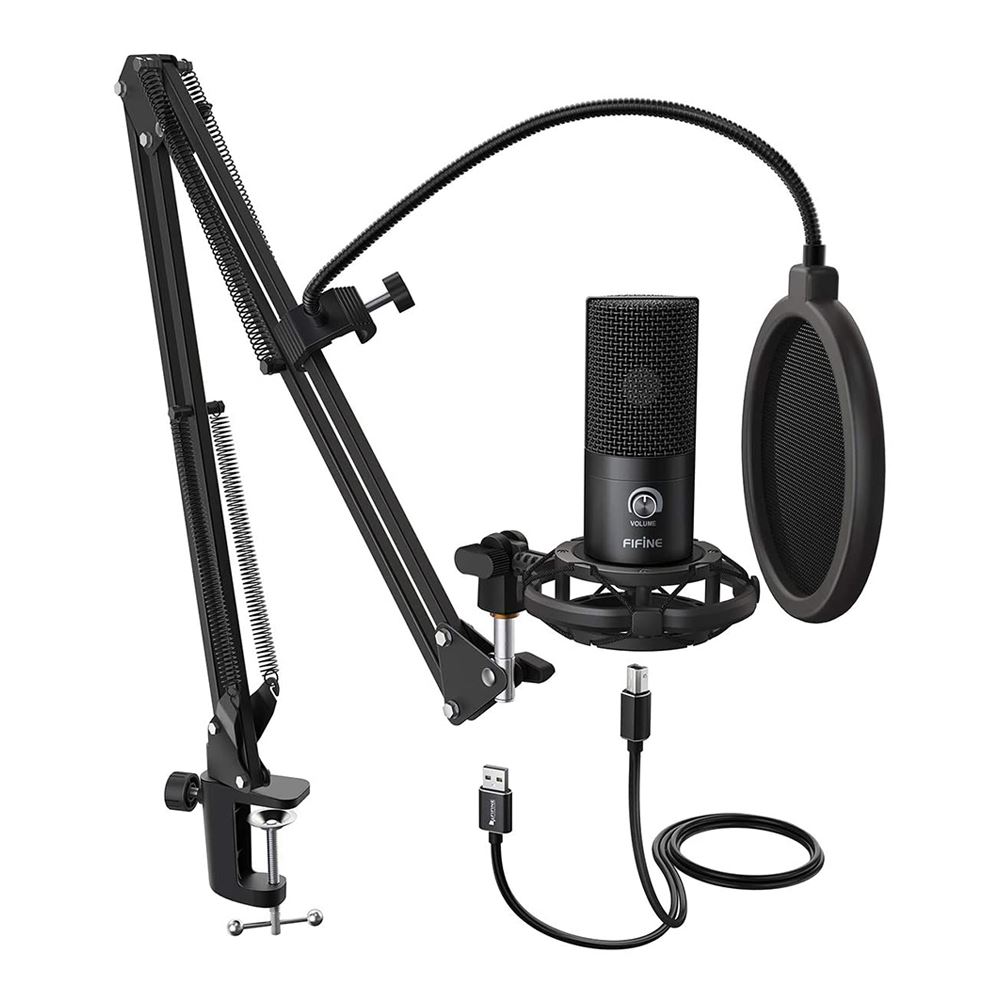 FiFine Studio Condenser USB Microphone Kit with Adjustable Scissor Arm Stand Shock Mount for Instruments Voice Overs Recording Podcasting YouTube Karaoke Gaming Streaming-T669