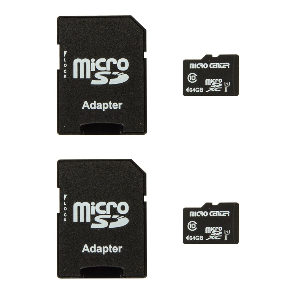 Micro Center 64GB microSDXC Card Class 10 UHS-I C10 U1 Flash Memory Card with Adapter - 2 Pack