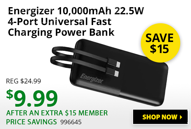 Energizer 10,000mAh 22.5W 4-Port Universal Fast Charging Power Bank