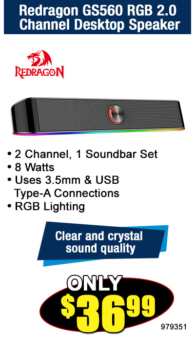 Redragon GS560 RGB 2.0 Channel Desktop Speaker