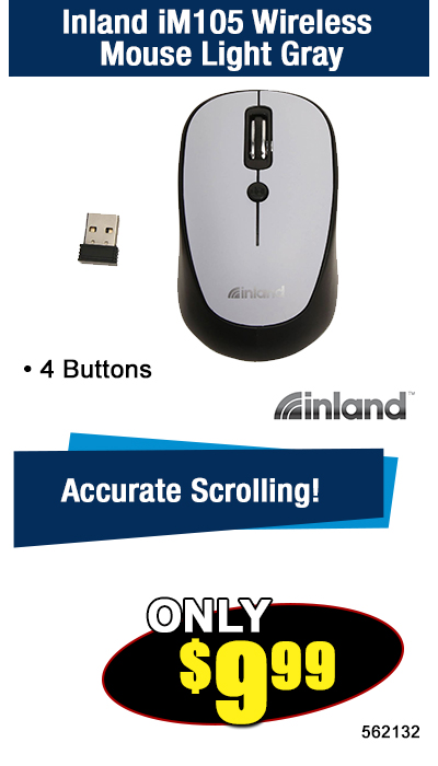 Inland iM105 Wireless Mouse Light Gray