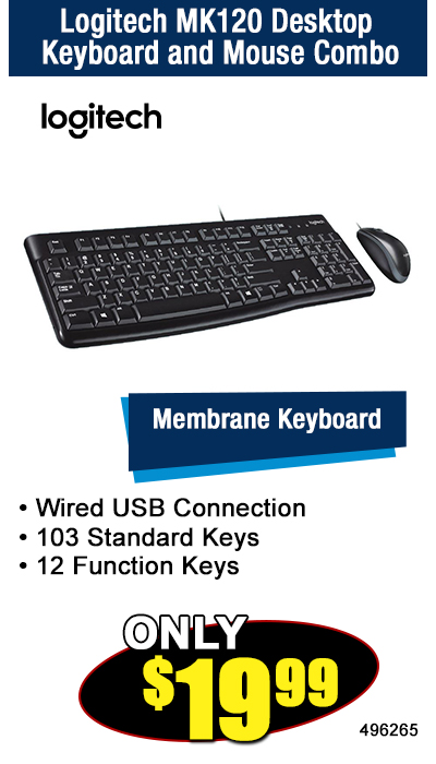 Logitech MK120 Desktop Keyboard and Mouse Combo