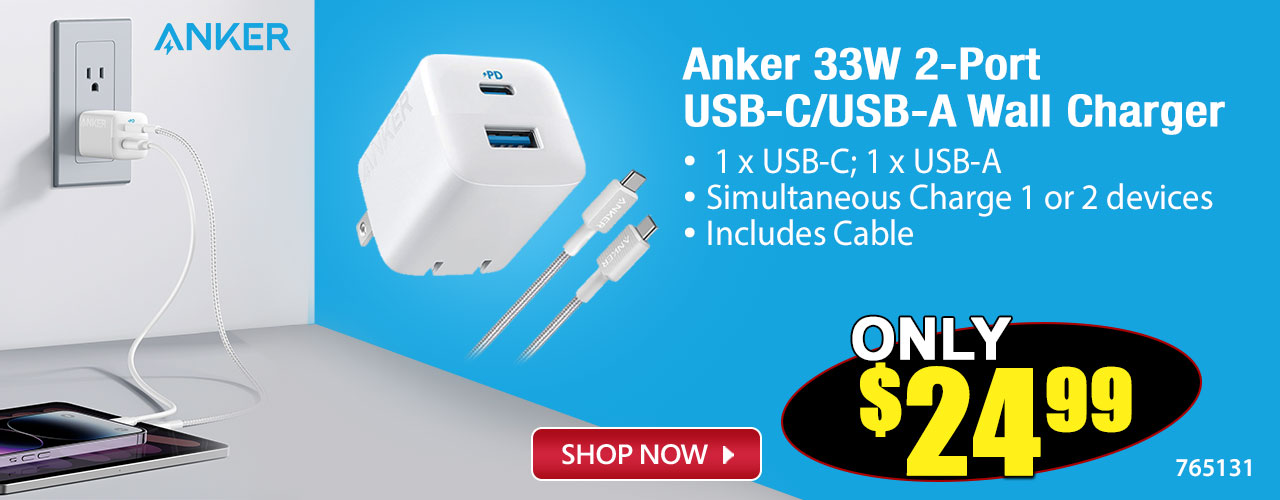 Anker 33W 2-Port USB-C/USB-A Wall Charger - Shop Now