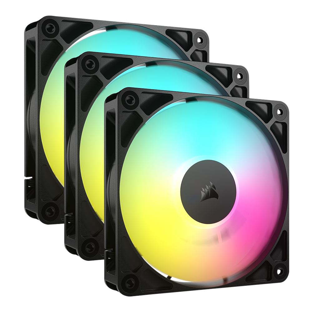 Corsair RS120 ARGB Magnetic Dome Bearing 120mm Case Fan - Black (3 Pack)